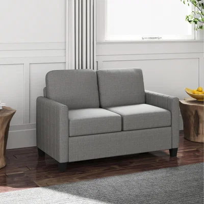 The Range HOMCOM Channel Tufted Loveseat Sofa Or Armchair with Pillow - Grey / Foam Polyester