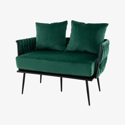 The Range Modern Loveseat Sofa Upholstered Dutch Velvet Sofa Couch - Green