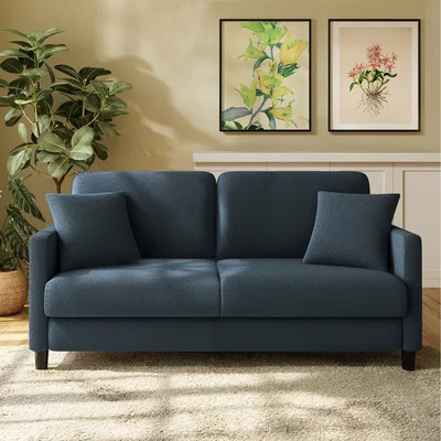 The Range 2 Seater Sofa Teddy Velvet Loveseat - Blue