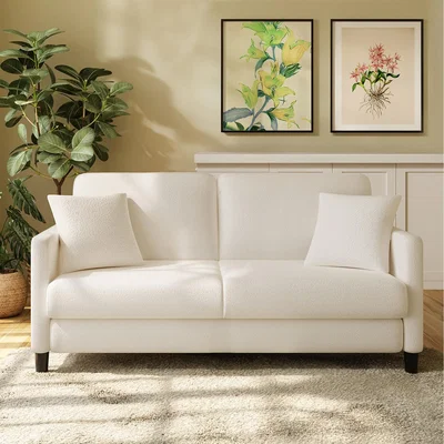 The Range 2 Seater Sofa Teddy Velvet Loveseat - Creamy White