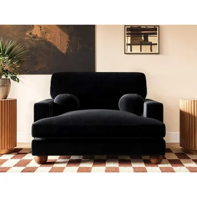 The Range Addison Loveseat Black Velvet - Black