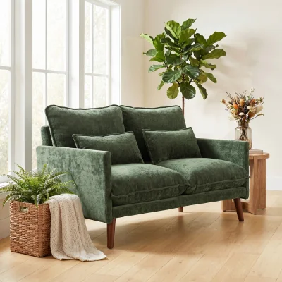 The Range HOMCOM 2 Seater Sofa Modern Loveseat with Spring Cushions - Green