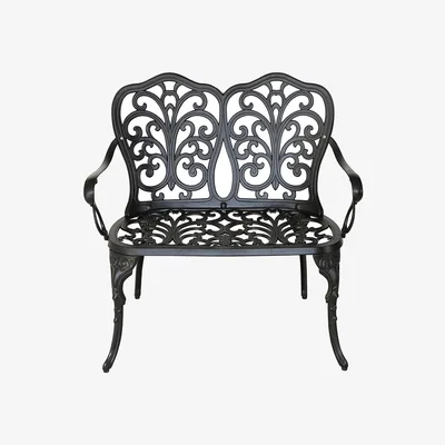 The Range Signature Cast Aluminium Love Seat Bench - Black