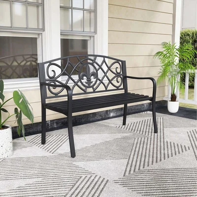 The Range Outdoor Loveseat Bench - Black