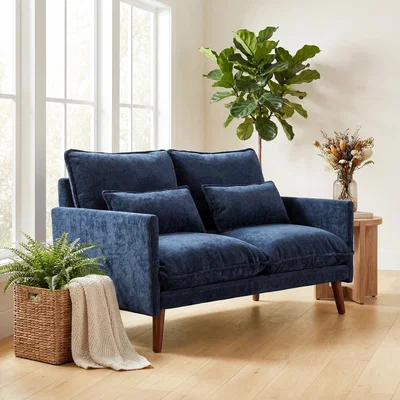 The Range HOMCOM 2 Seater Sofa Modern Loveseat with Spring Cushions - Blue