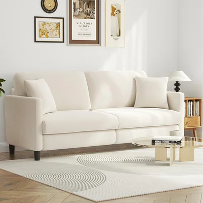 The Range Teddy Velvet 3 Seater Sofa Couch Loveseat - Creamy White
