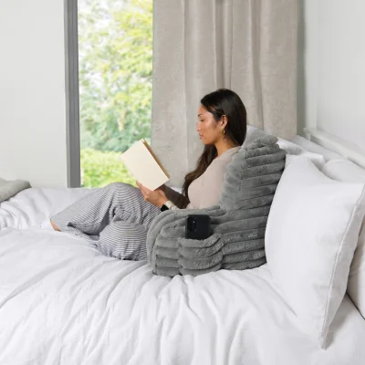 The Range Ribbed Faux Fur Cuddle Chair - Grey