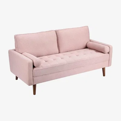 The Range Fabric Loveseat 2-Seater Sofa with Button Tufted - Pink