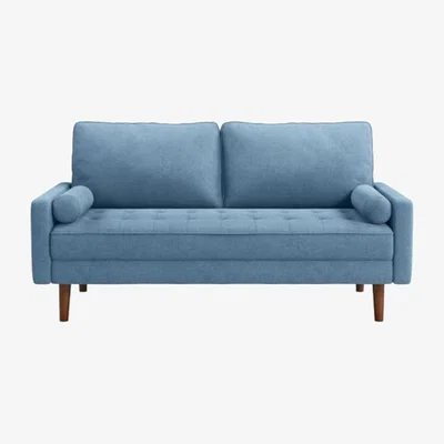The Range 2 Seater Fabric Modern Loveseat Sofa - Blue