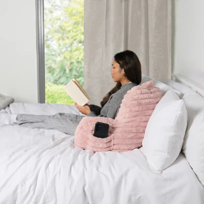 The Range Ribbed Faux Fur Cuddle Chair - Blush