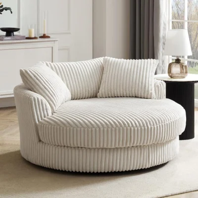 The Range Sky Corduroy Swivel Loveseat - Cream