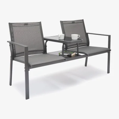 The Range Paris Textilene Jack and Jill Love Seat for Garden - Grey / 62cm