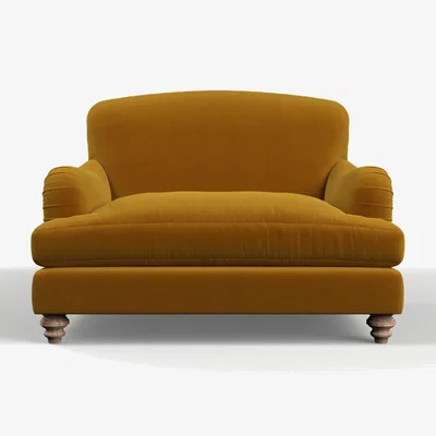Rose & Grey Betsy Love Seat In Velvet Mustard