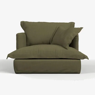 Rose & Grey Bella Love Seat in Washed Linen Olive