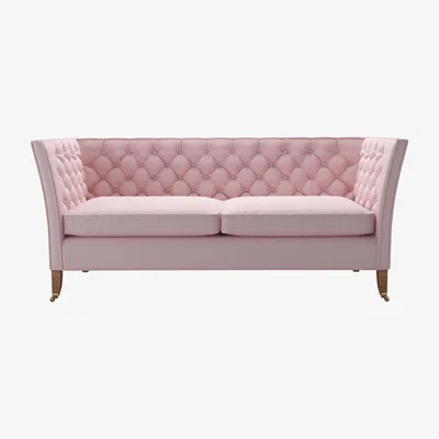 Sofa.com Descartes 2.5 Seat Sofa in Powder Pink Brushed Linen Cotton - sofa.com