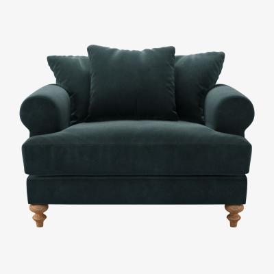 Sofa.com Teddy Loveseat in Deep Forest Aquaclean Clever Velvet