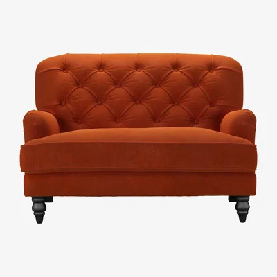 Sofa.com Snowdrop Button Back Loveseat in Brick Aquaclean Clever Velvet