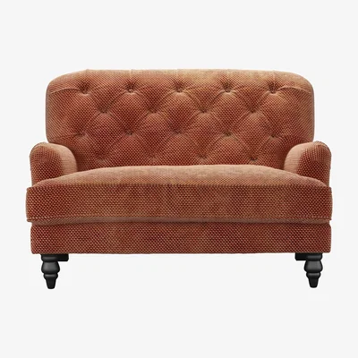 Sofa.com Snowdrop Button Back Loveseat in Pomegranate Bubble Velvet