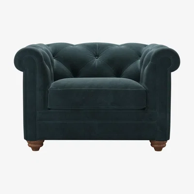 Sofa.com Patrick Loveseat in Deep Forest Aquaclean Clever Velvet