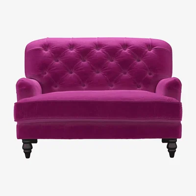 Sofa.com Perfectly Pristine Snowdrop Button Back Loveseat in Peony Cotton Matt Velvet - sofa.com