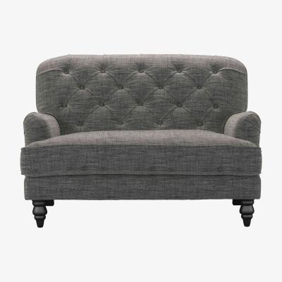 Sofa.com Snowdrop Button Back Loveseat in Liquorice Baylee Multi-Tone Viscose Linen