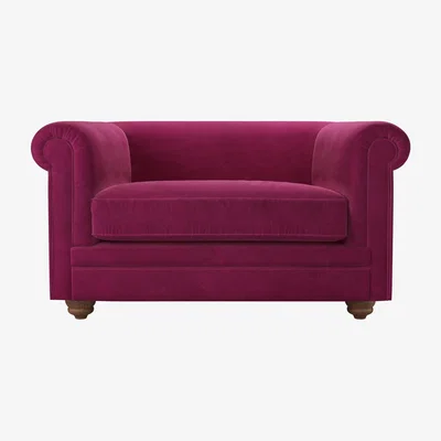 Sofa.com Patrick Unbuttoned Loveseat in Persian Rose Smart Velvet
