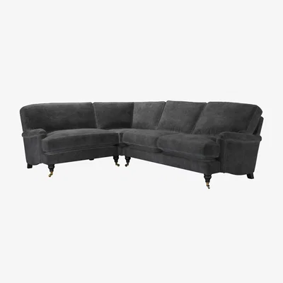 Sofa.com Bluebell Asym. Crn: LHF Loveseat w RHF 2.5 Seat in Raven Speckled Chenille