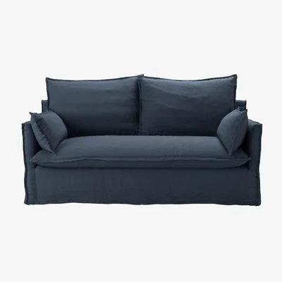 Sofa.com Isaac 2.5 Seat Sofa in Midnight Blue Brushed Linen Cotton - sofa.com
