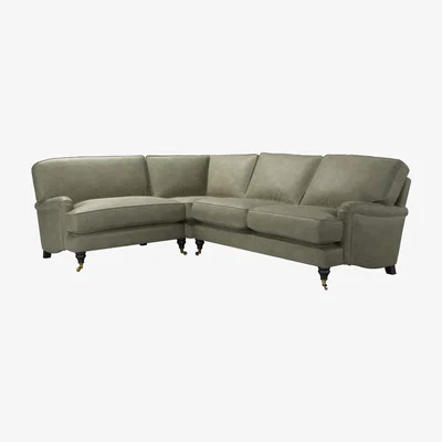 Sofa.com Bluebell Asym. Crn: LHF Loveseat w RHF 2.5 Seat in Matcha Powdered Leather - sofa.com