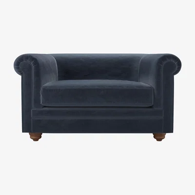 Sofa.com Patrick Unbuttoned Loveseat in Skyfall Cotton Matt Velvet