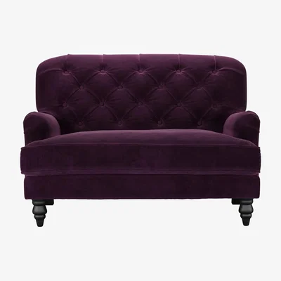 Sofa.com Snowdrop Button Back Loveseat in Damson Smart Velvet
