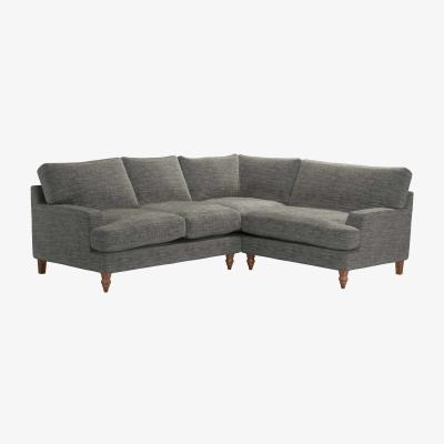 Sofa.com Isla Asym. Crn: LHF 2 Seat w RHF Loveseat in Liquorice Baylee Multi-Tone Viscose Linen