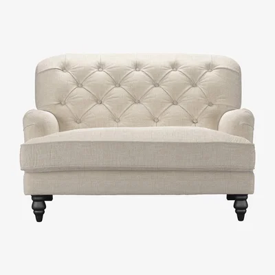 Sofa.com Snowdrop Button Back Loveseat in Jasmine Silky Jacquard Weave