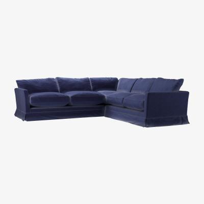 Sofa.com Otto Asym. Crn: LHF 2.5 Seat w RHF 2 Seat in Prussian Blue Cotton Matt Velvet - sofa.com