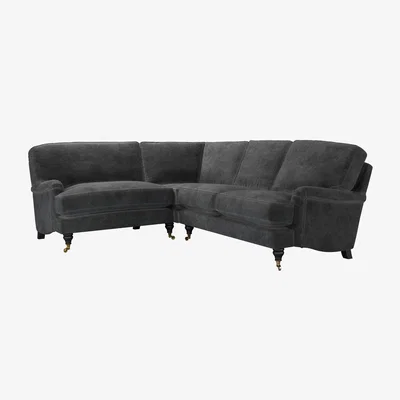 Sofa.com Bluebell Asym. Crn: LHF Loveseat w RHF 2 Seat in Raven Speckled Chenille