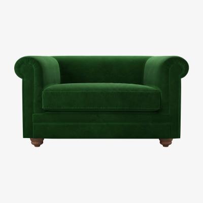 Sofa.com Patrick Unbuttoned Loveseat in Putting Green Aquaclean Clever Velvet