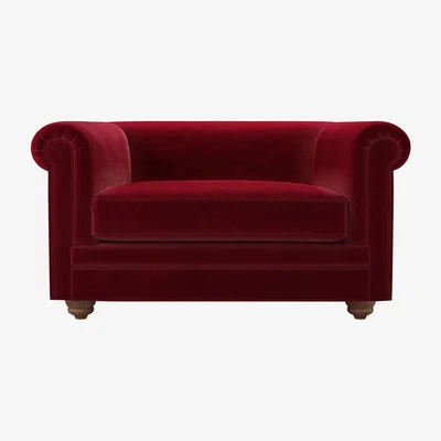 Sofa.com Patrick Unbuttoned Loveseat in Malbec Cotton Matt Velvet