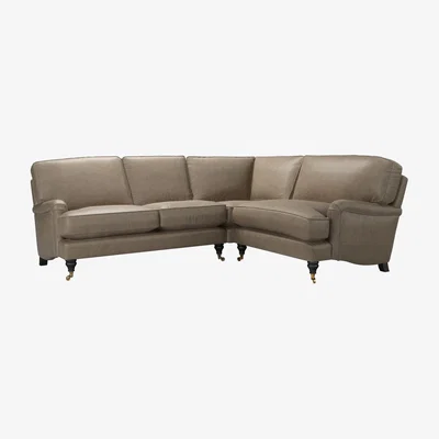 Sofa.com Bluebell Asym. Crn: LHF 2 Seat w RHF Loveseat in Pewter Grain Leather - sofa.com