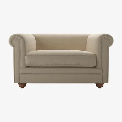 Sofa.com Patrick Unbuttoned Loveseat in Pennine Stone Organic Smart Cotton