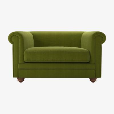 Sofa.com Patrick Unbuttoned Loveseat in Vine Leaf Organic Smart Cotton