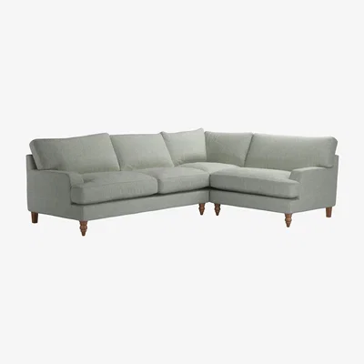 Sofa.com Isla Asym. Crn: LHF 2.5 Seat w RHF Loveseat in Sea Glass Baylee Viscose Linen - sofa.com