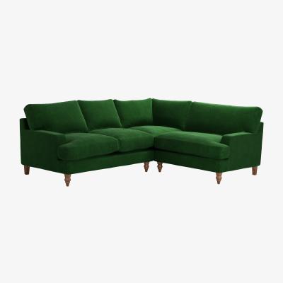 Sofa.com Isla Asym. Crn: LHF 2 Seat w RHF Loveseat in Putting Green Aquaclean Clever Velvet