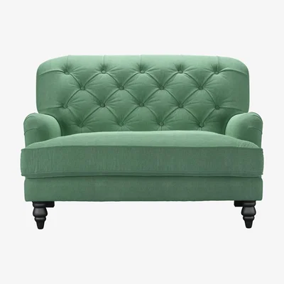 Sofa.com Snowdrop Button Back Loveseat in Celadon Easy Cotton