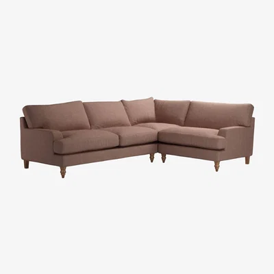 Sofa.com Isla Asym. Crn: LHF 2.5 Seat w RHF Loveseat in Pinot Noir Norfolk Cotton - sofa.com