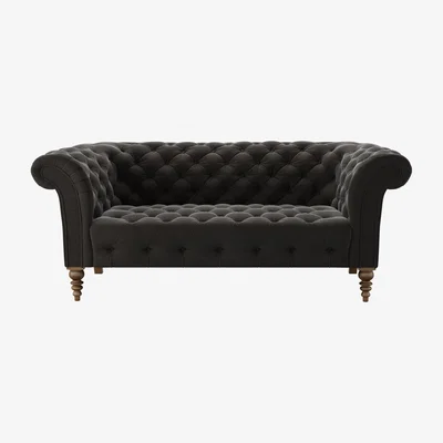 Sofa.com Oscar Button Seat 2.5 Seat Sofa in Battleship Grey Smart Cotton - sofa.com