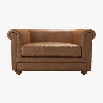 Sofa.com Patrick Unbuttoned Loveseat in Tan Vintage Leather - sofa.com
