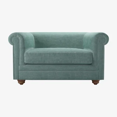 Sofa.com Patrick Unbuttoned Loveseat in Sea Spray Aquaclean Clever Chenille
