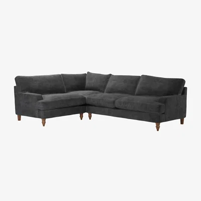 Sofa.com Isla Asym. Crn: LHF Loveseat w RHF 2.5 Seat in Raven Speckled Chenille