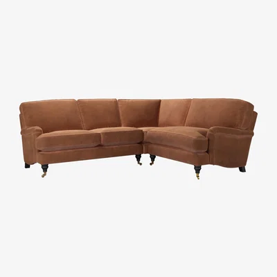 Sofa.com Bluebell Asym. Crn: LHF 2 Seat w RHF Loveseat in Cinnamon Smart Velvet - sofa.com