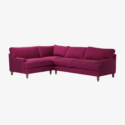 Sofa.com Isla Asym. Crn: LHF Loveseat w RHF 2.5 Seat in Persian Rose Smart Velvet